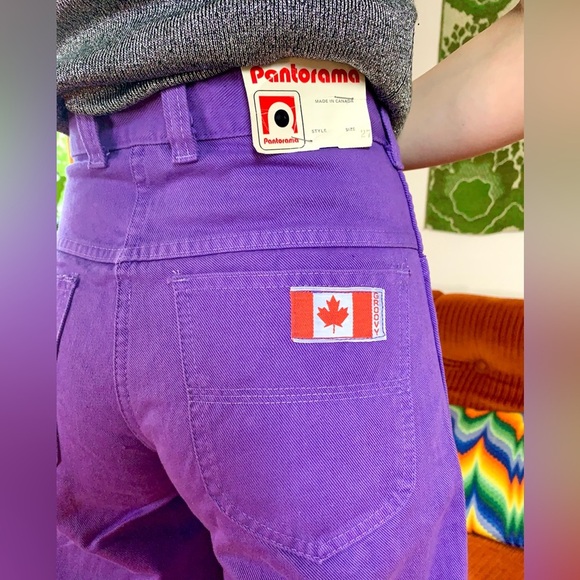 Vintage DEADSTOCK/NWT Late 70s/80s "Pantorama" Purple Wide Leg Flared Jeans - Picture 4 of 6